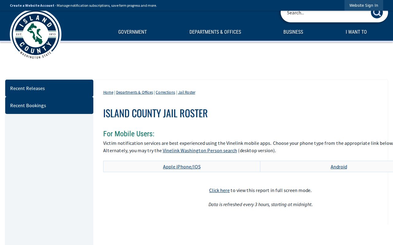 Island County arrest records current jail roster