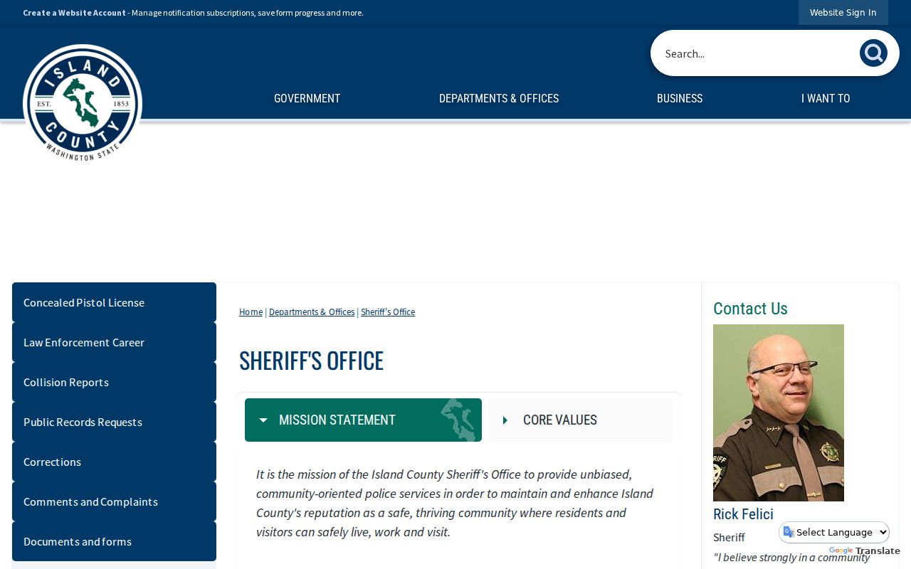 Island County arrest history sheriff office homepage