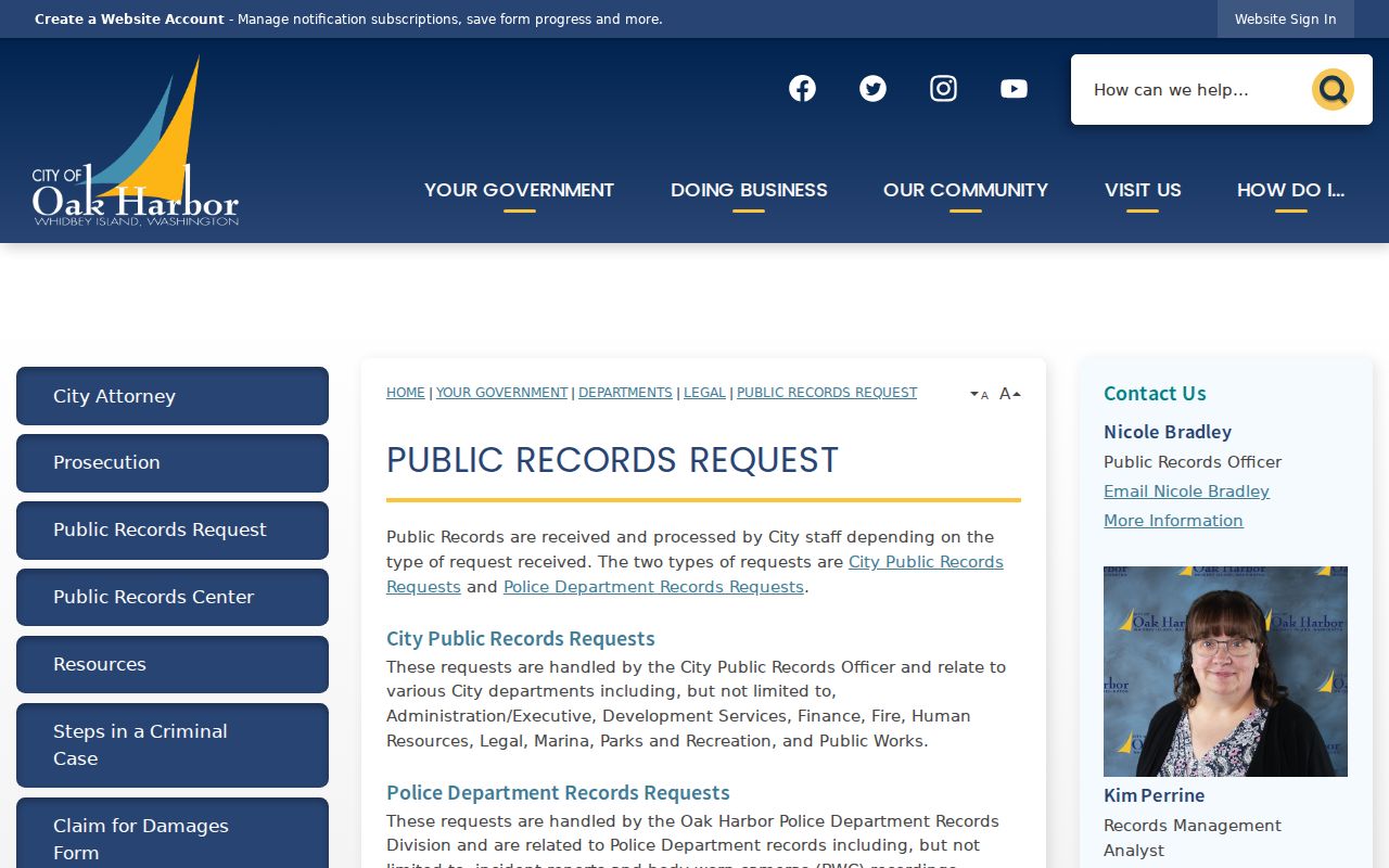 Oak Harbor criminal records and police public-record request options