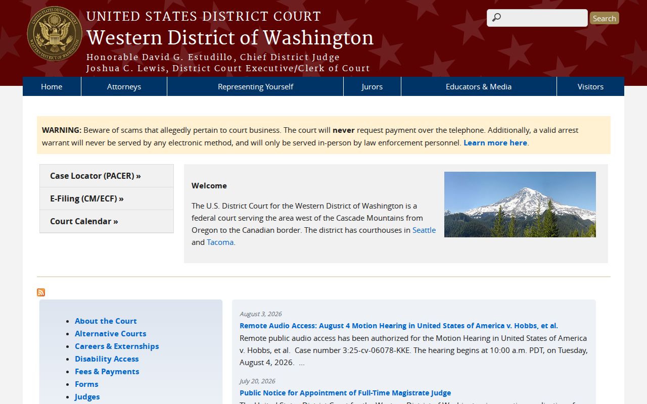 Oak Harbor criminal history and Western District federal court records